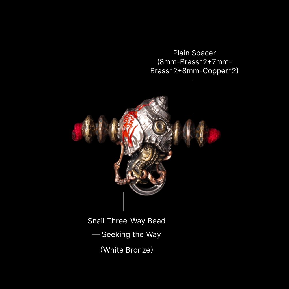 Snail Three-Way Bead - Seeking the Way - White Bronze - With Handheld Cord A
