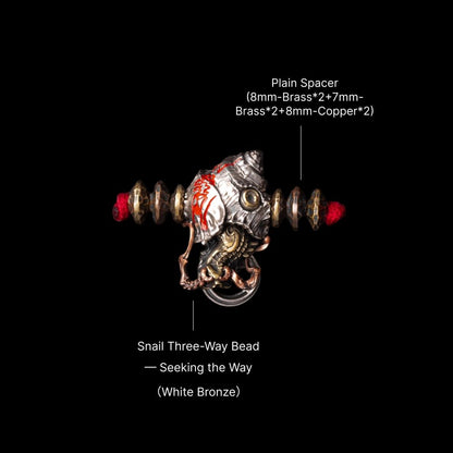 Snail Three-Way Bead - Seeking the Way - White Bronze - With Handheld Cord A