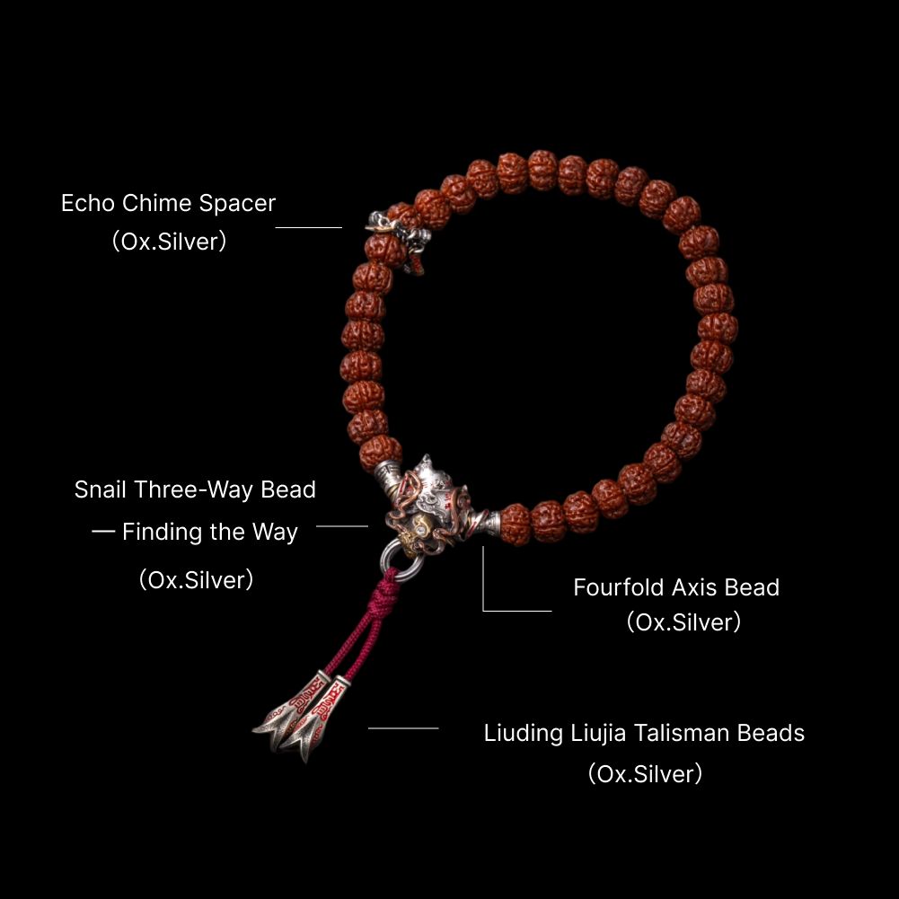 Snail Three-Way Bead - Finding the Way - Oxidized Silver - With Handheld Cord A