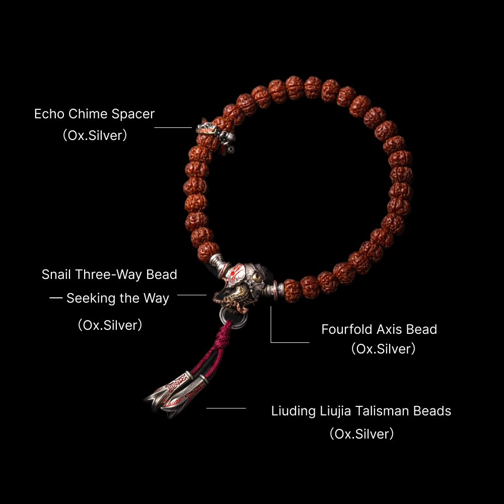 Snail Three-Way Bead - Seeking the Way - Oxidized Silver - With Handheld Cord A