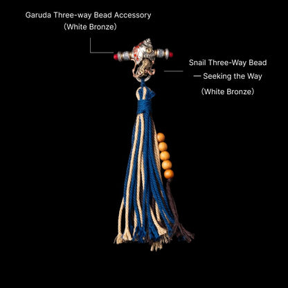 Snail Three-Way Bead - Seeking the Way - White Bronze - With Garuda Swivel