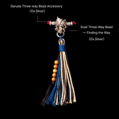 Snail Three-Way Bead - Finding the Way - Oxidized Silver - With Garuda Swivel