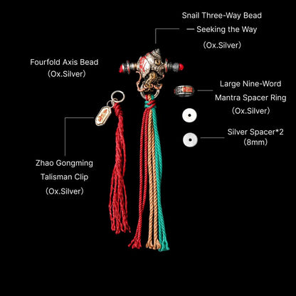 Snail Three-Way Bead - Seeking the Way - Oxidized Silver - With Handheld Cord C
