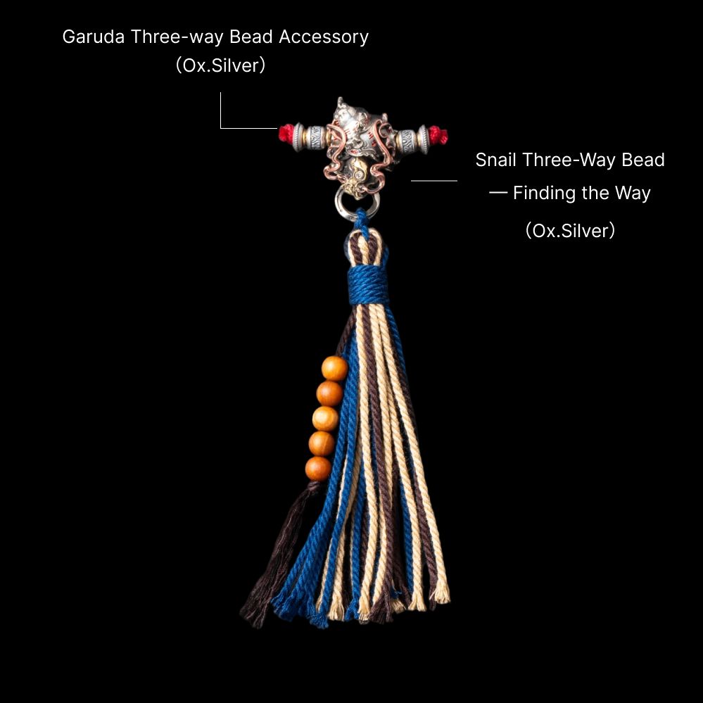 Snail Three-Way Bead - Oxidized Silver - SKU detail view