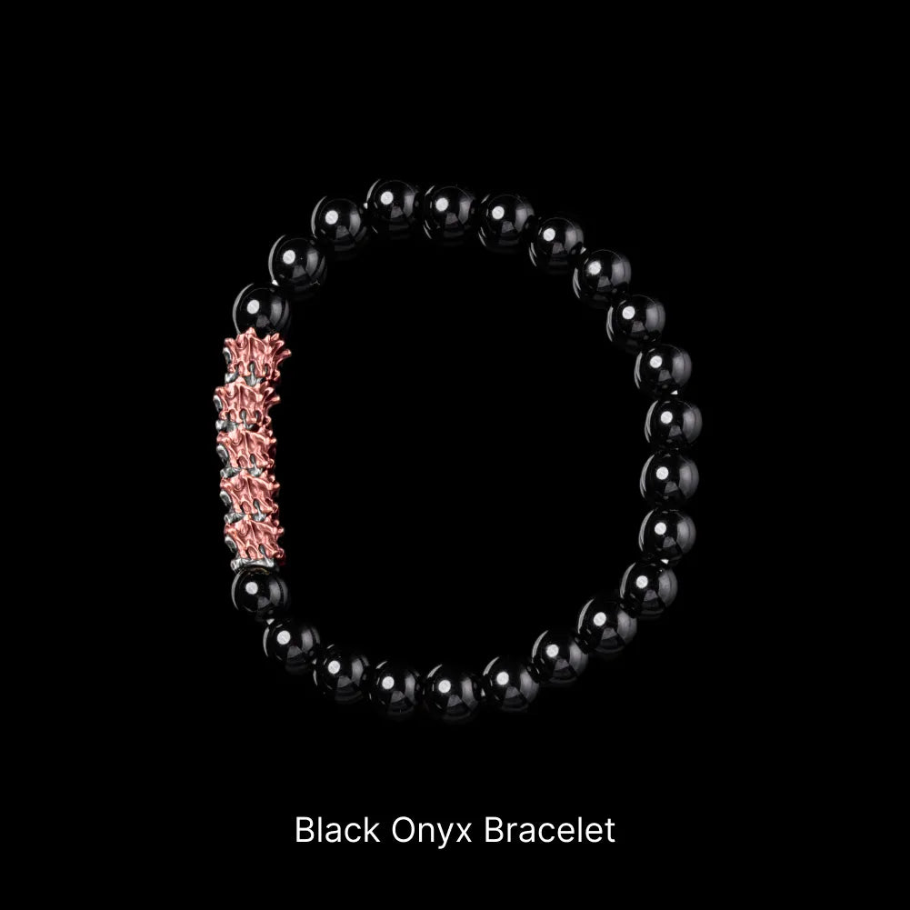 Serpent Spine Beaded Bracelet Copper And White Bronze Black Onyx Bracelet Black Background
