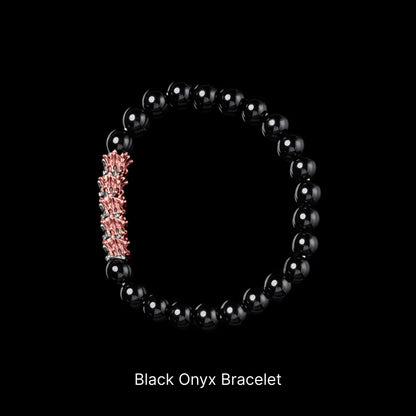 Serpent Spine Beaded Bracelet Copper And White Bronze Black Onyx Bracelet Black Background