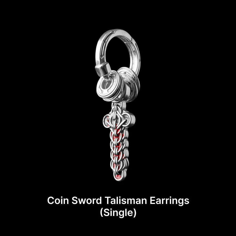 Coin Sword Talisman Earrings