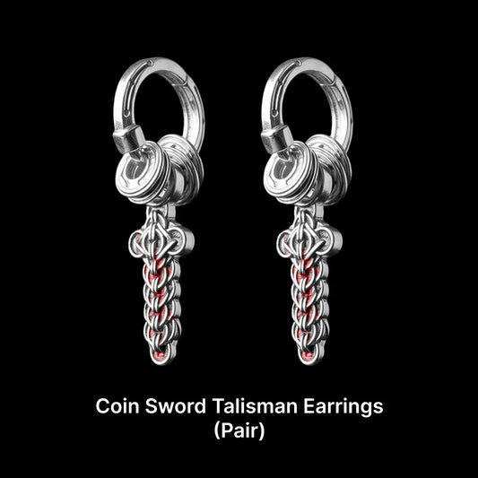 Coin Sword Talisman Earrings