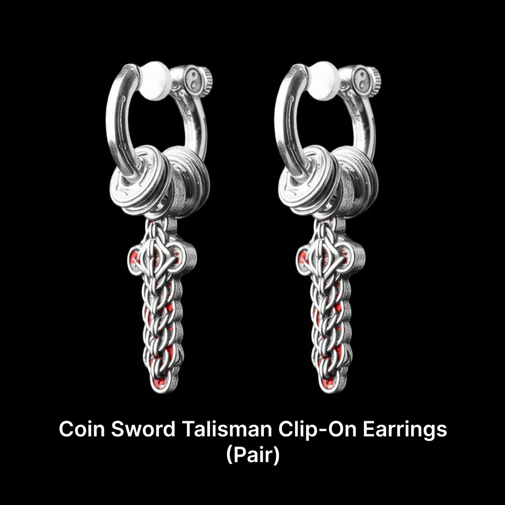 Coin Sword Talisman Earrings