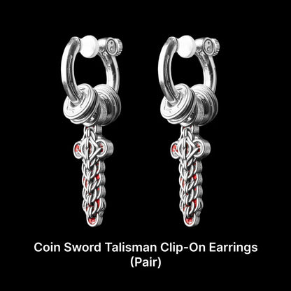 Coin Sword Talisman Earrings