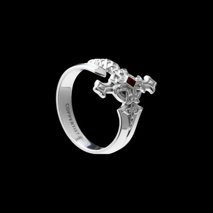 Silver Judicator Blade Ring Details 01