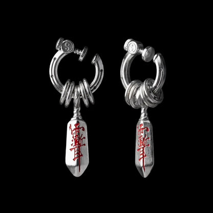 Silver Masterblade Talisman Clip on Earrings Details 02