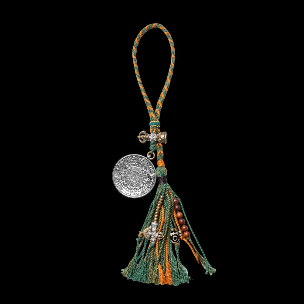 Silver Nine Palaces Bagua Talisman Pendant Green Tara Style