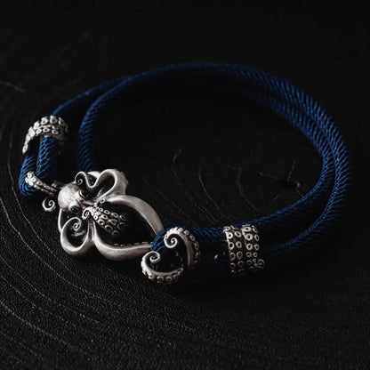 Silver Octopus Rope Bracelet Details 07