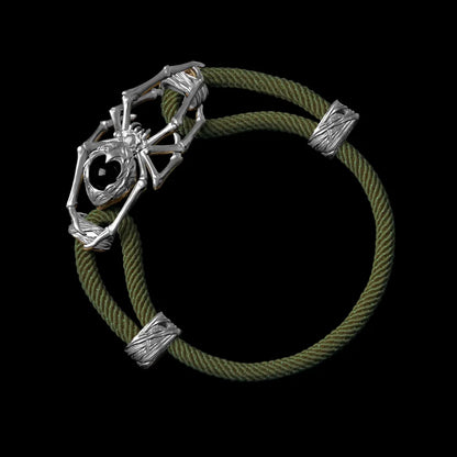Silver Spider Rope Bracelet Milan Rope Army Green