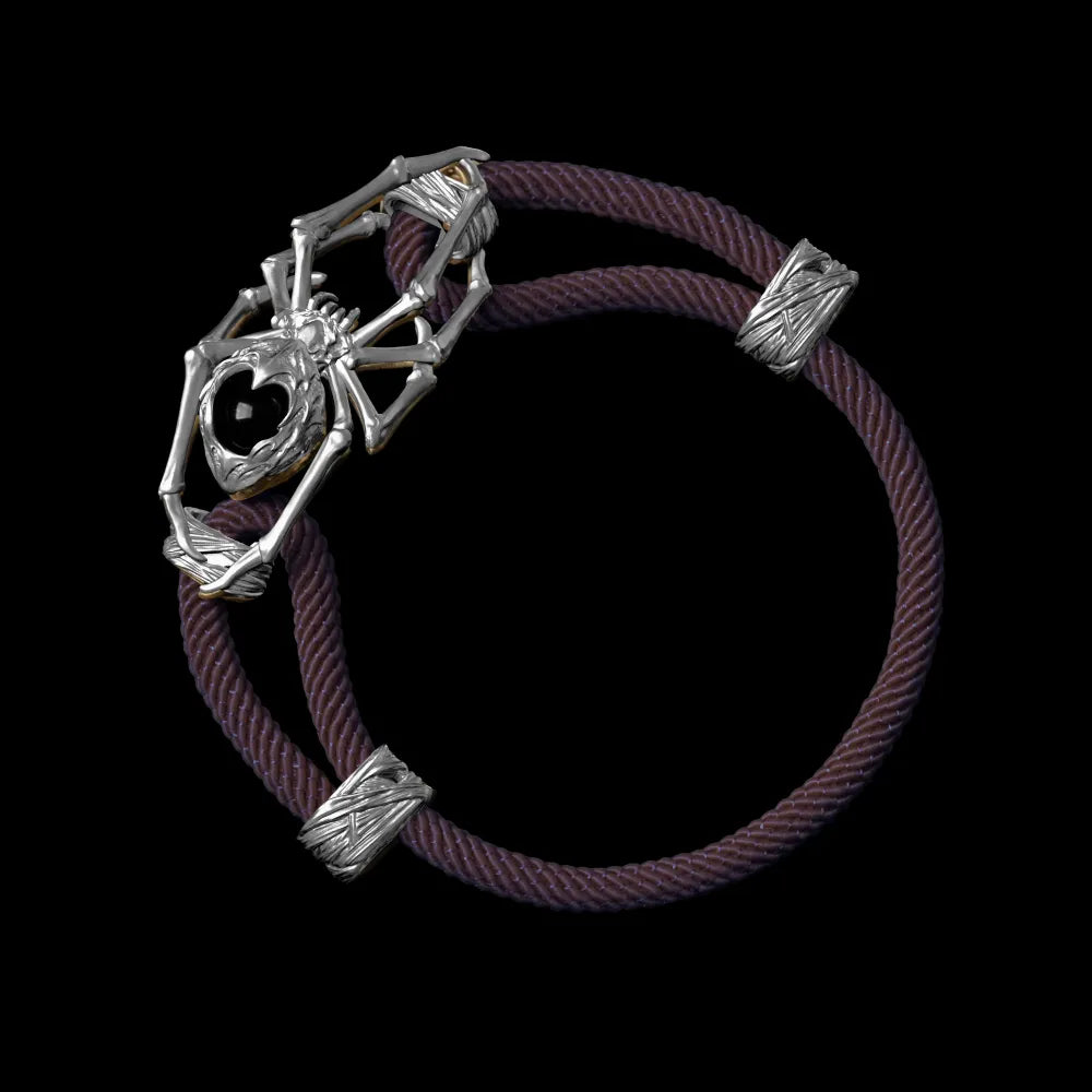 Silver Spider Rope Bracelet Milan Rope Dark Purple