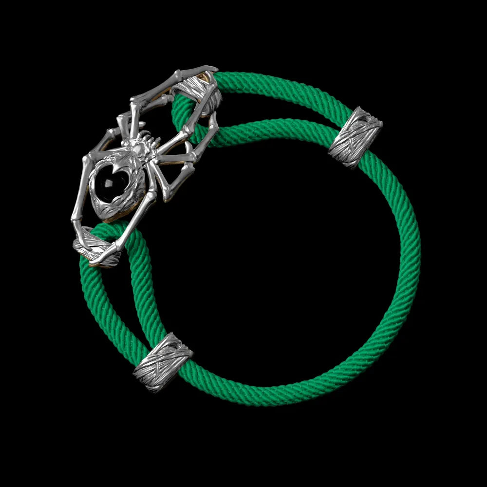 Silver Spider Rope Bracelet Milan Rope Green