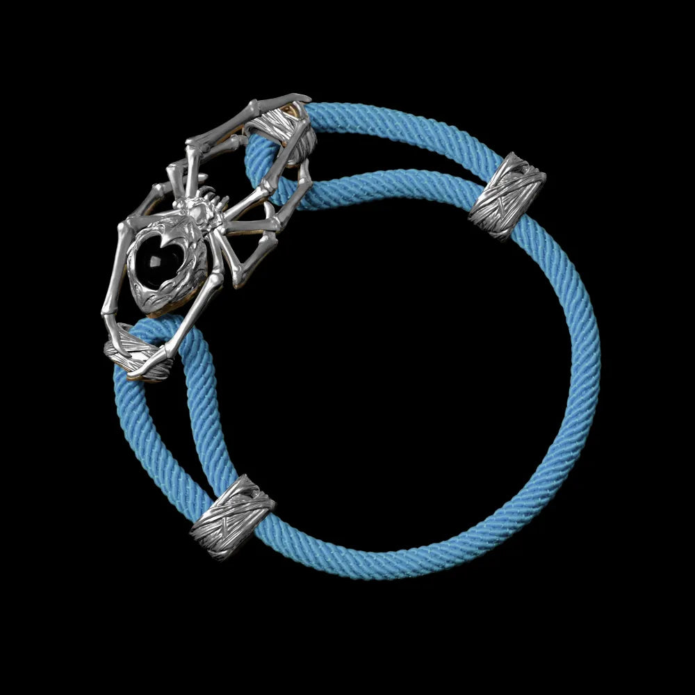 Silver Spider Rope Bracelet Milan Rope Light Blue