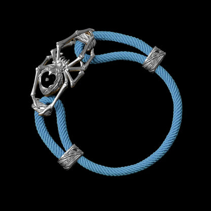 Silver Spider Rope Bracelet Milan Rope Light Blue