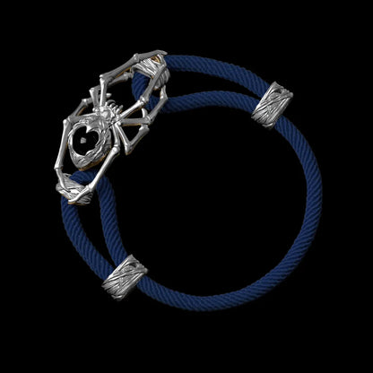 Silver Spider Rope Bracelet Milan Rope Navy Blue