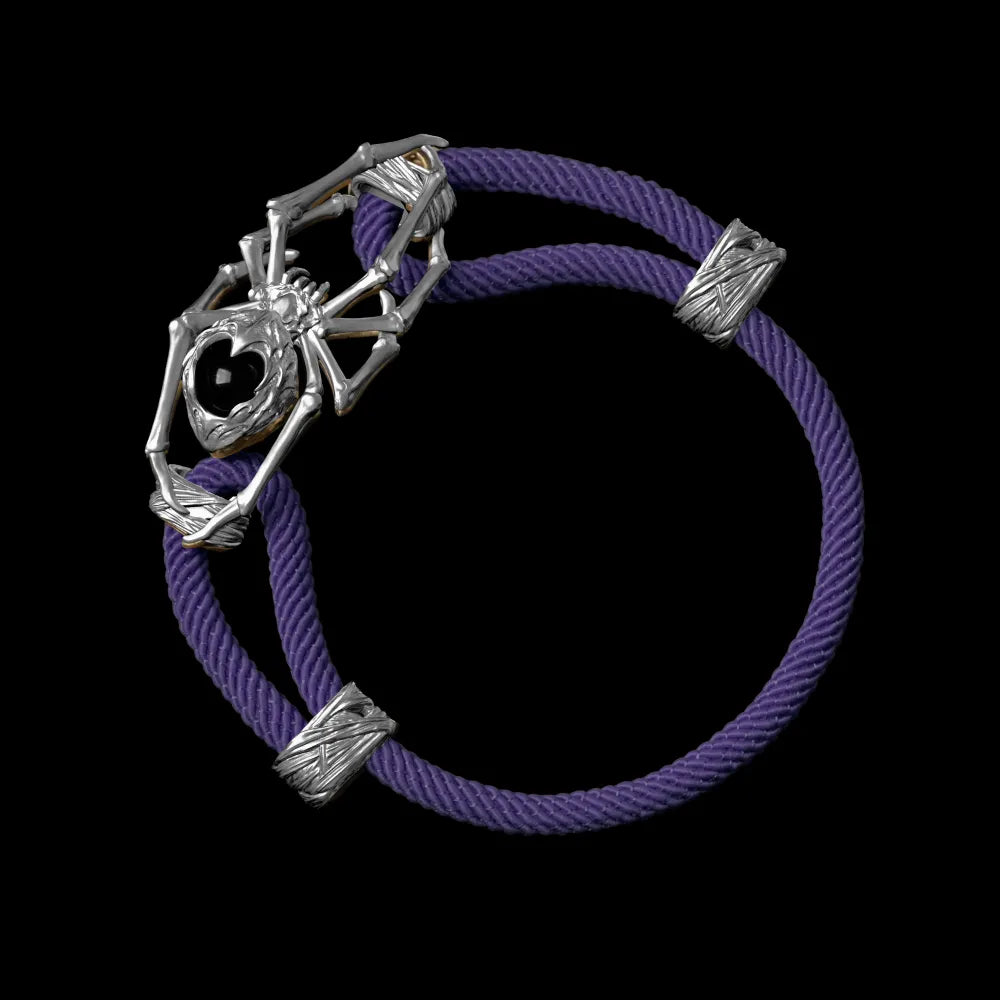 Silver Spider Rope Bracelet Milan Rope Purple