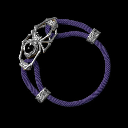 Silver Spider Rope Bracelet Milan Rope Purple