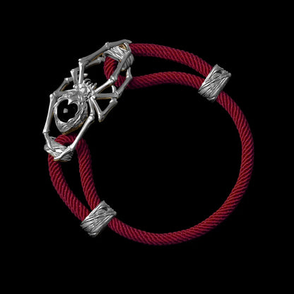 Silver Spider Rope Bracelet Milan Rope Red Velvet