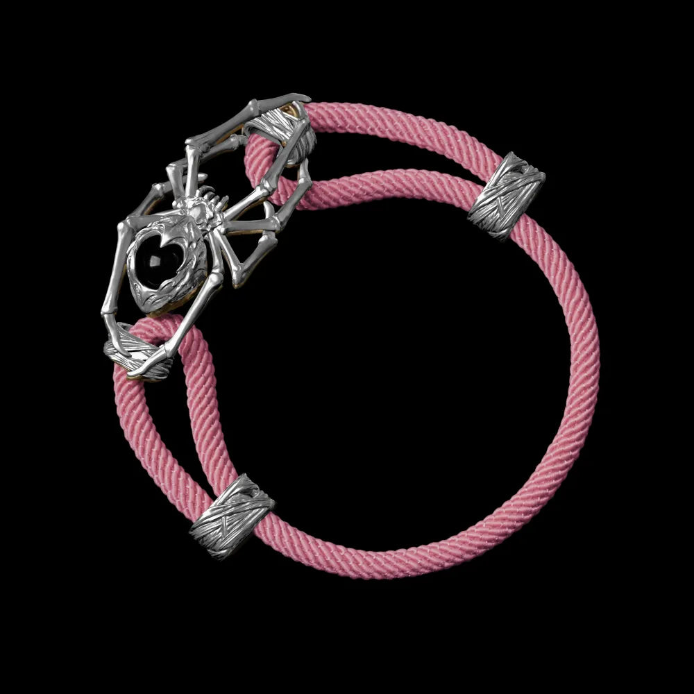 Silver Spider Rope Bracelet Milan Rope Strawberry Cream