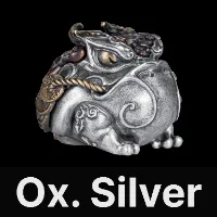 Mini Toad Statue Ox.Silver & Brass & Copper