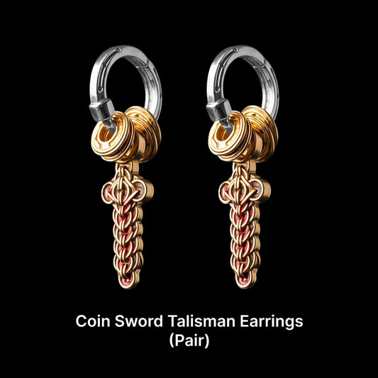 Coin Sword Talisman Earrings