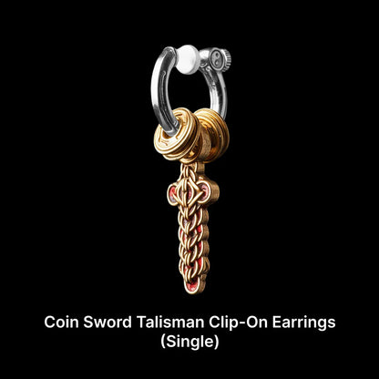 Coin Sword Talisman Earrings
