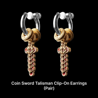 Coin Sword Talisman Earrings