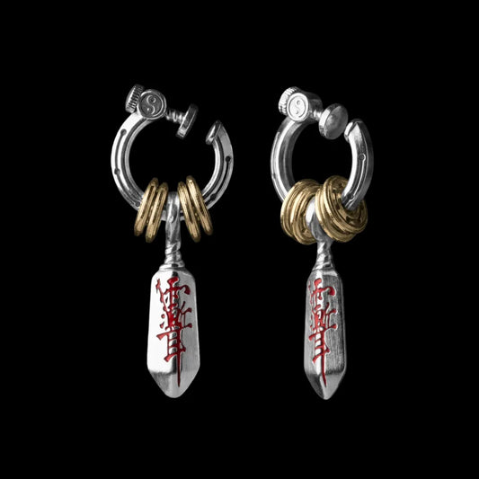 Silver With 18K GP Masterblade Talisman Clip on Earrings Details 02