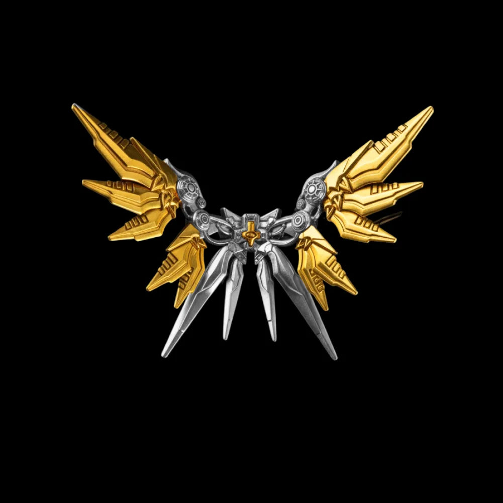 Silver With 18K Gold Mech Aegis Wings Details 01