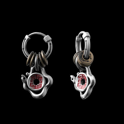 Silver With Cinnabar Snake Amulet Charm Masterblade Talisman Earrings Details 02