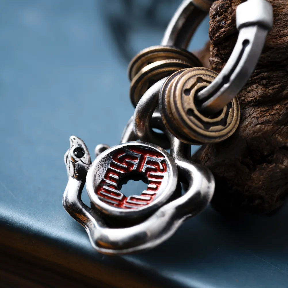 Silver With Cinnabar Snake Amulet Charm Masterblade Talisman Earrings Details 06