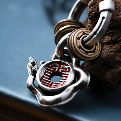 Silver With Cinnabar Snake Amulet Charm Masterblade Talisman Earrings Details 06