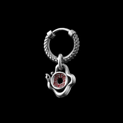 Silver With Cinnabar Snake Amulet Charm With Snake Skin Earrings Details 01