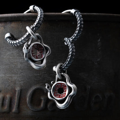 Silver With Cinnabar Snake Amulet Charm With Snake Skin Earrings Details 04