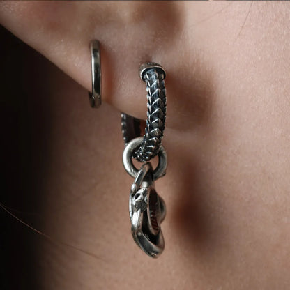 Silver With Cinnabar Snake Amulet Charm With Snake Skin Earrings Details 05