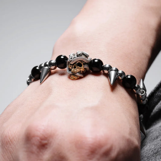 Skull & Snake Bead Bracelet