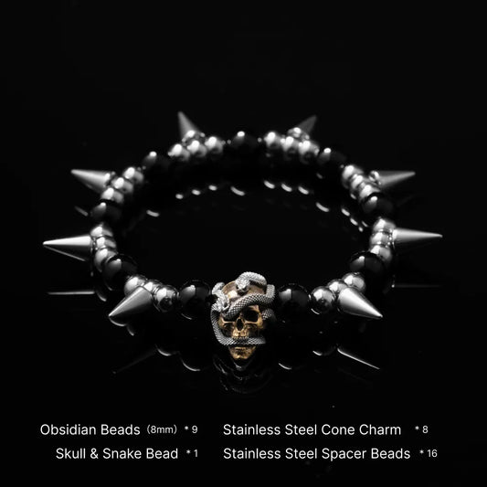 Skull & Snake Bead Bracelet