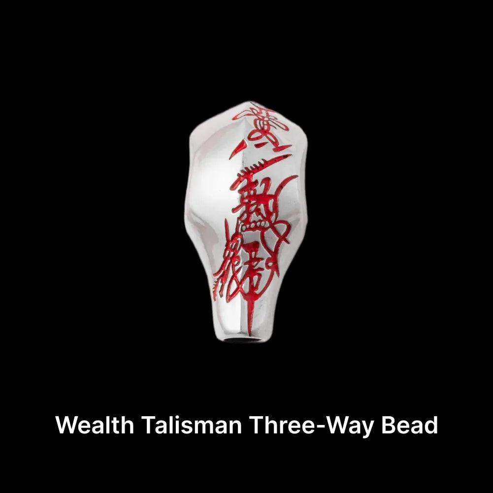 Sliver With Cinnabar Talisman Three Way Bead Details 02
