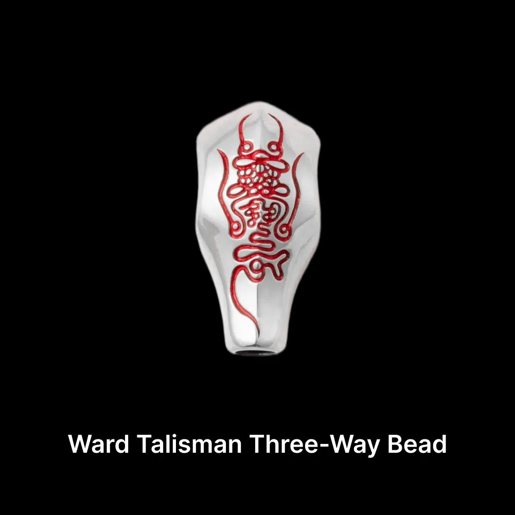 Sliver With Cinnabar Talisman Three Way Bead Details 03