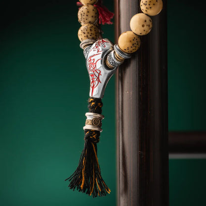 Sliver With Cinnabar Talisman Three Way Bead Details 07