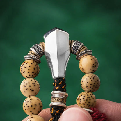 Sliver With Cinnabar Talisman Three Way Bead Details 09