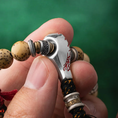 Sliver With Cinnabar Talisman Three Way Bead Details 10