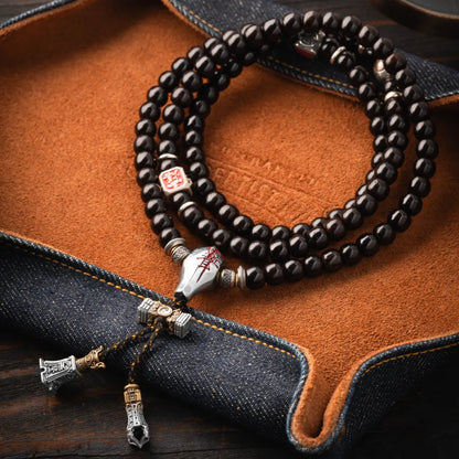 Sliver With Cinnabar Talisman Three Way Bead Details 11