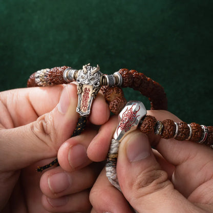 Sliver With Cinnabar Talisman Three Way Bead Details 12