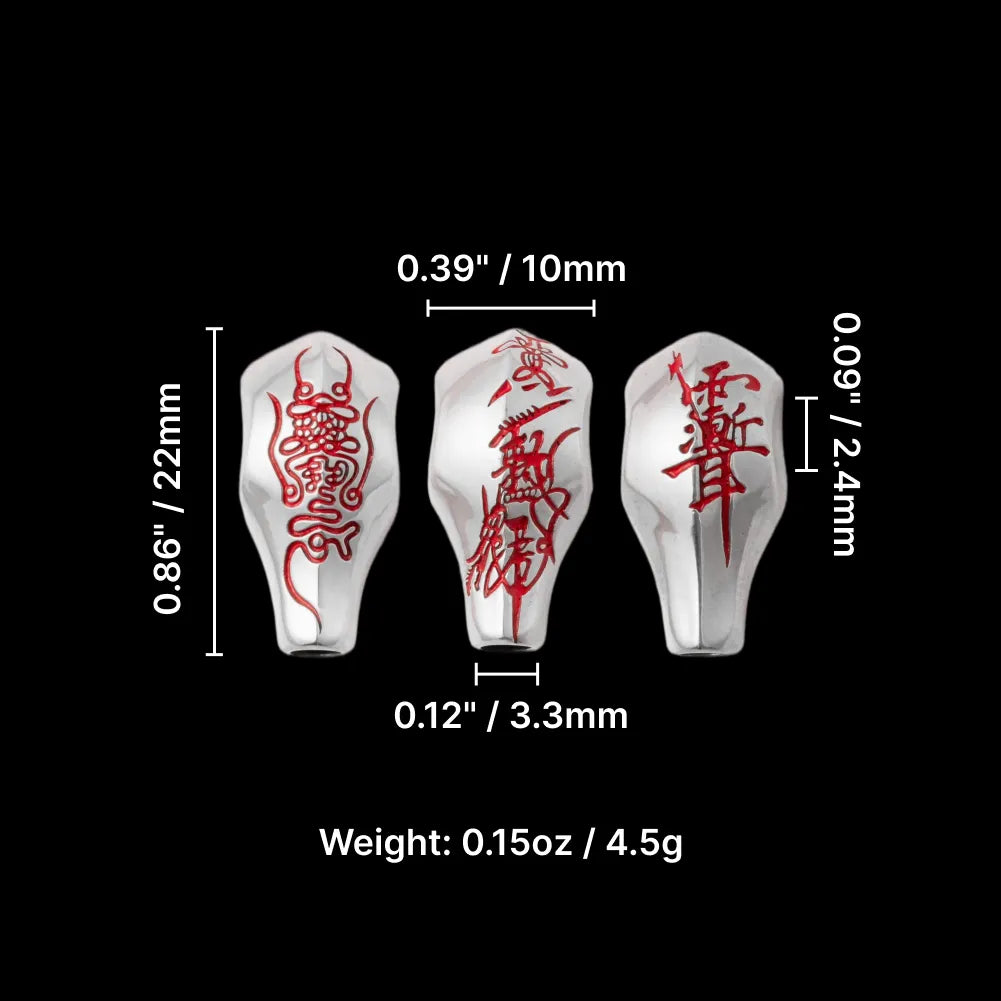 Sliver With Cinnabar Talisman Three Way Bead Parameter